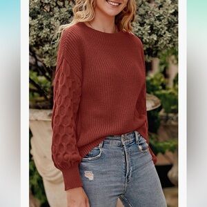 Pretty Garden Burnt Orange Fall Sweater